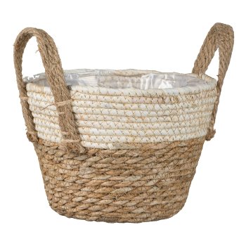 Natur Maisblatt-Gras Korb m.Henkeln, 16x16x17cm, Natur