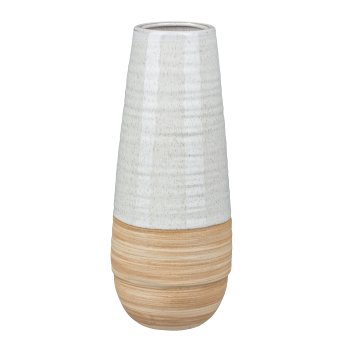 Porzellan Vase bauchig MODERN EARTH, 12x12x30cm, Hellbraun