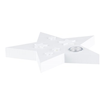 Wooden star plate candle holder, with star relief 20x20x2.5cm, white, LEPURO