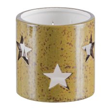 Ceramic tea light, star motif, MELANGE 8x8x8cm, khaki