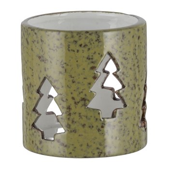 Keramik Teelicht, Baum Motiv, MELANGE 8x8x8cm, Moos