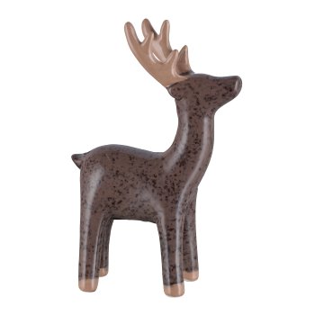 Keramik Hirsch, stehend, MELANGE 6x4,5x15cm, Dunkelbraun