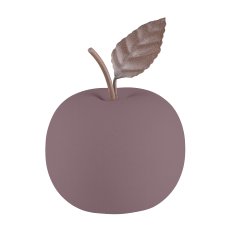 Ceramic apple, w.metal leaf, SAND FINISH 8x8x6,5cm, walnut