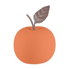 Ceramic apple, w.metal leaf, SAND FINISH 8x8x6,5cm, cinnamon