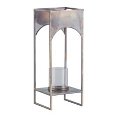 Metall Windlicht, m.Glas 18x18x47cm, Bronze