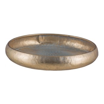 Metal bowl, round, set of 2 39x39x8/49x49x9cm, gold