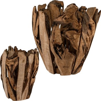 Walnut vessel NUTS, set of 2, 21x21x30/35x35x40cm, natural