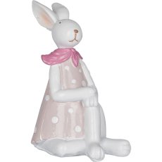 Polyresin rabbit MARTA, sitting, 7x4x10cm, pale pink