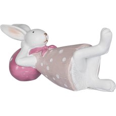 Polyresin Hase MARTA, liegend, 12,5x6x5,5cm, rosa