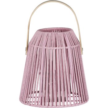 Metal lantern frame, cotton cord, with glass, 20x21x21cm, pink pepper
