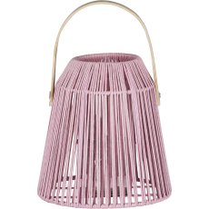 Metal lantern frame, cotton cord, with glass, 20x21x21cm, pink pepper