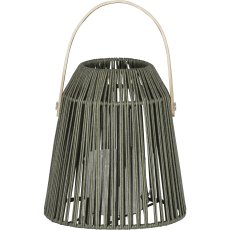 Metall Windlicht Gestell, Baumwollkordel, mit Glas, 20x21x21cm, schlamm