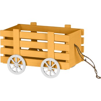 Holz Pflanzwagen GARDEN, 2erSet, 21x14x12/31x19x18cm, gelb