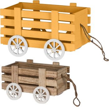 Holz Pflanzwagen GARDEN, 2erSet, 21x14x12/31x19x18cm, gelb