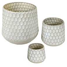 Metal planter RENO, set of 3, 19x19x17/26x26x24/38x38x33cm, powder