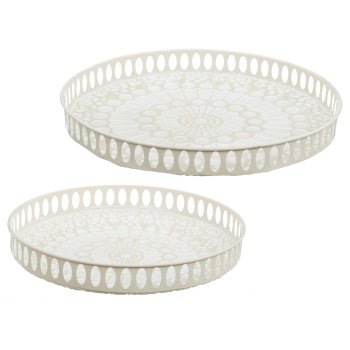 Metal tray RENO, set of 2, 39x39x7/45x45x7cm, powder