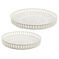 Metal tray RENO, set of 2, 39x39x7/45x45x7cm, powder