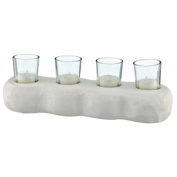 Paulownia wood 4-piece lantern with glass, 35x12x12cm, natural white