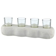 Paulownia wood 4-piece lantern with glass, 35x12x12cm, natural white