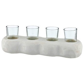 Paulownia wood 4-piece lantern with glass, 35x12x12cm, natural white