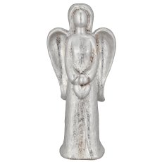Terracotta Engel, stehend, 13x7x30cm, silber