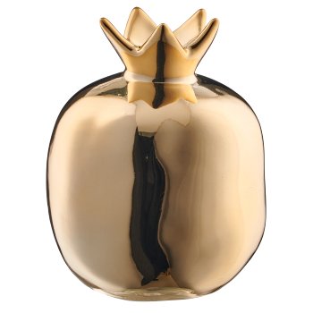Ceramic pomegranate, glazed, 9x9x11cm, gold, Lepuro