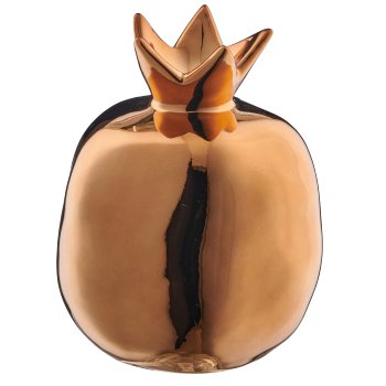 Keramik Granatapfel, glasiert, 11x11x13,5cm, bronze, Lepuro