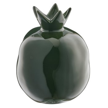 Keramik Granatapfel, glasiert, 11x11x13,5cm, dunkelgrün, Lepuro
