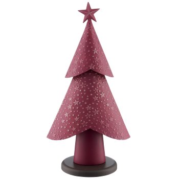 Metal decorative tree on metal base, 26x16x48cm, aubergine