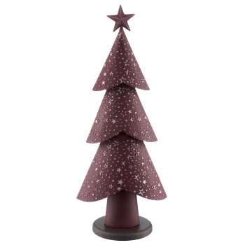 Metal decorative tree on metal base, 26x16x60cm, dark pink