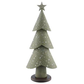 Metal decorative tree on metal base, 26x16x60cm, dark green