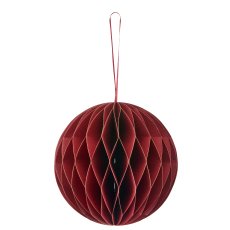 Papierhänger Kugel mit Magnetverschluss, 15x15x15cm, dunkelrot