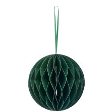 Papierhänger Kugel mit Magnetverschluss, 15x15x15cm, dunkelgrün