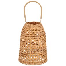 Hyazinthen Gras Windlicht mit Glas, konisch, 23x23x30cm, natur