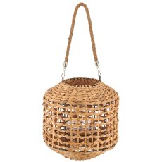 Hyazinthen Gras Windlicht mit Glas, bauchig, 24x24x25cm, natur