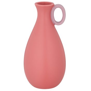 Porzellan Vase mit Henkel, bauchig, 10x10x20cm, pink, Lepuro