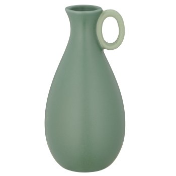 Porzellan Vase mit Henkel, bauchig, 10x10x20cm, jade, Lepuro