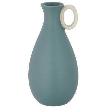 Porzellan Vase mit Henkel, bauchig, 10x10x20cm, blau, Lepuro