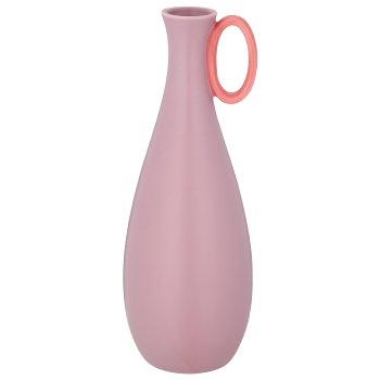 Porcelain vase with handle, bulbous, 11x11x30cm, pink, Lepuro