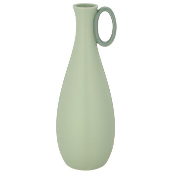 Porzellan Vase mit Henkel, bauchig, 11x11x30cm, jade, Lepuro