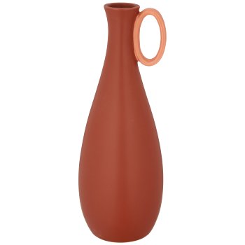 Porzellan Vase mit Henkel, bauchig, 11x11x30cm, amber, Lepuro