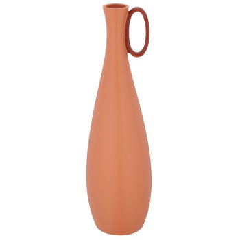 Porzellan Vase mit Henkel, bauchig, 12x12x40cm, amber, Lepuro