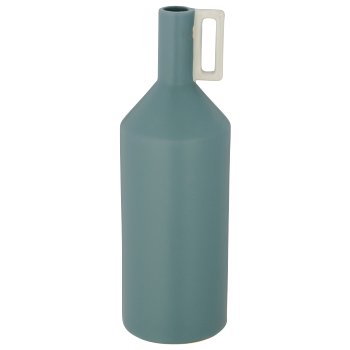 Porzellan Flaschenvase mit Henkel, 11x11x30cm, blau, Lepuro