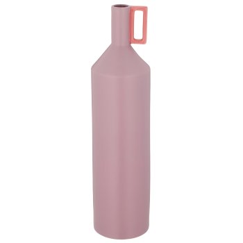 Porzellan Flaschenvase mit Henkel, 11x11x40cm, pink, Lepuro