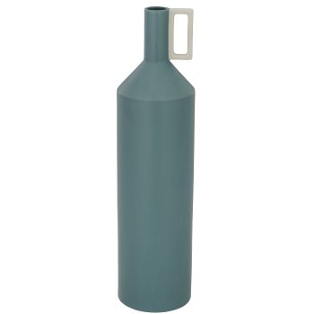 Porzellan Flaschenvase mit Henkel, 15x15x60cm, blau, Lepuro