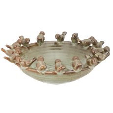 Porcelain vessel with bird decoration, 29x29x9cm, opal green
