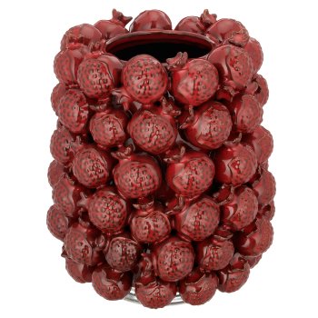 Porcelain vessel with pomegranate decoration, 24x24x26cm, garnet