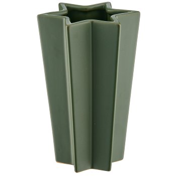 Porzellan Vase Sternform, 12x12x18cm, dunkelgrün, Lepuro