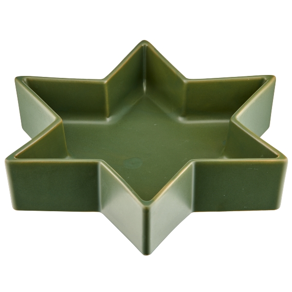 Porzellan Schale Sternform, 25x25x5cm, dunkelgrün, Lepuro - Kunstblumen, Kunstpflanzen & Deko