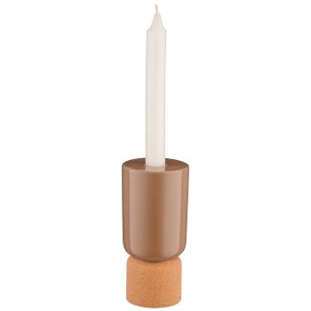 Porcelain candle holder 2TONE, 5x5x15cm, walnut, Lepuro